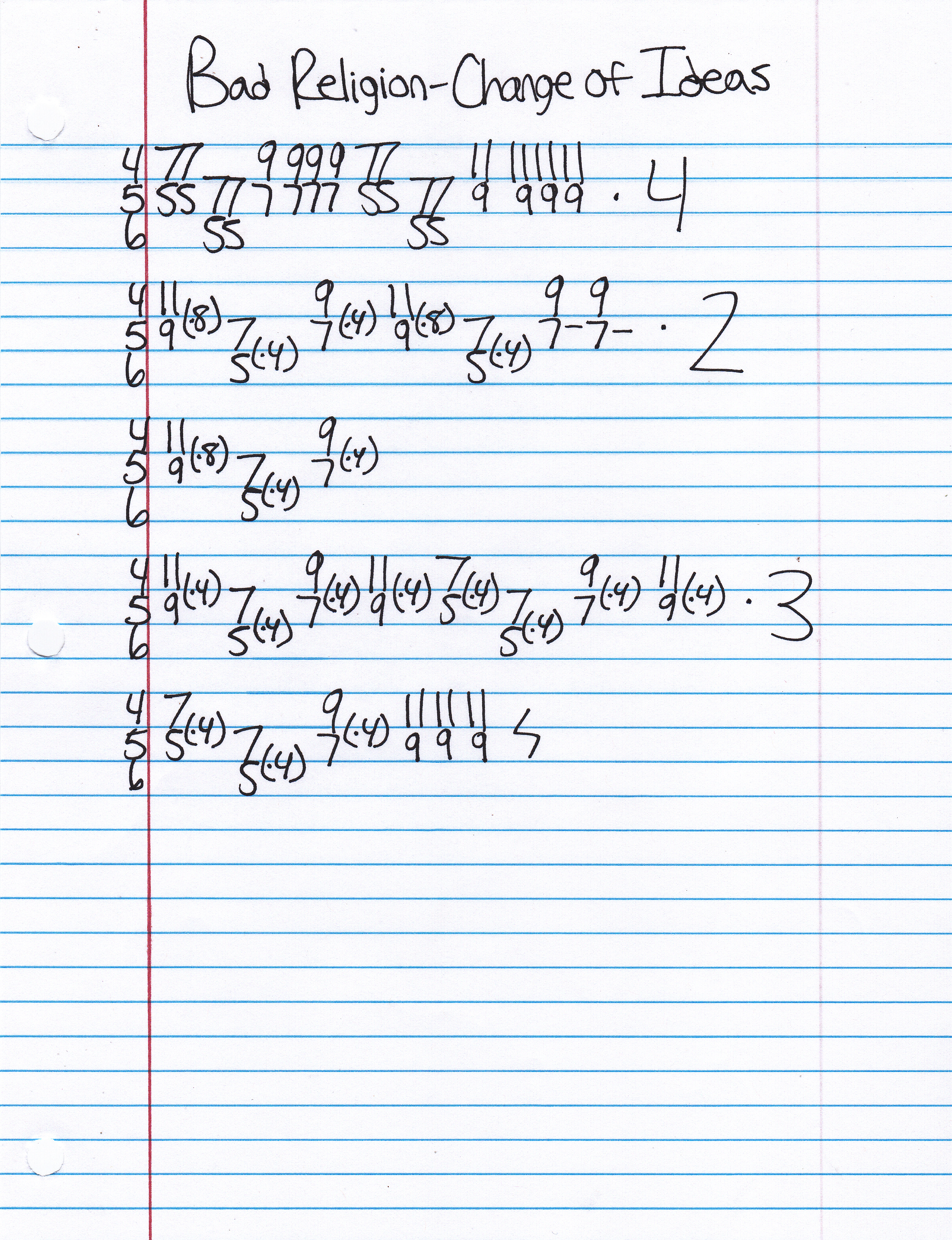 High quality guitar tab for Change Of Ideas by Bad Religion off of the album No Control. ***Complete and accurate guitar tab!***